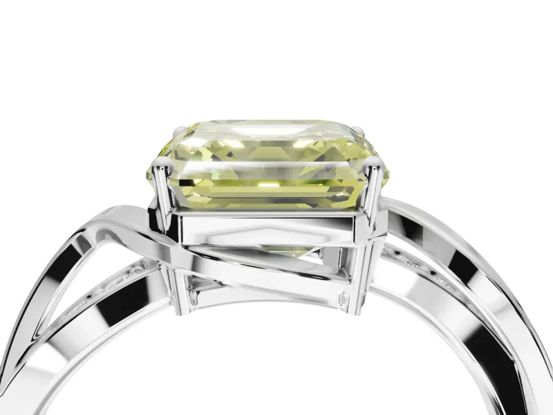 Asscher Cut Bypass Engagement Ring Setting for a Fancy Yellow Lab-Grown Diamond | Sterling Silver - Design NV-24814