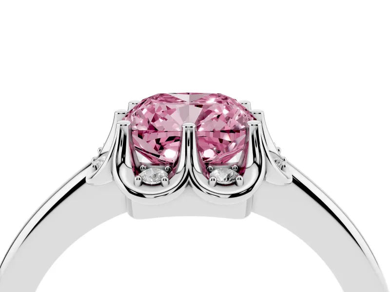Cushion Cut Petal Halo Engagement Ring Setting for a Fancy Pink Lab-Grown Diamond | Platinum