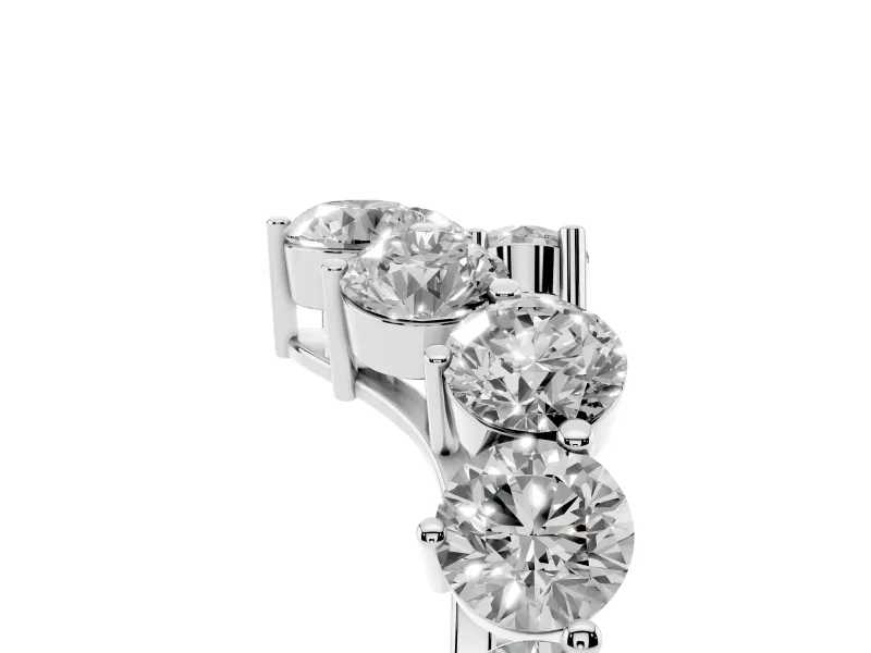 Round Lab-Grown Diamond Prong Set Curved Wedding Band | Wave Stone Line | White Gold
