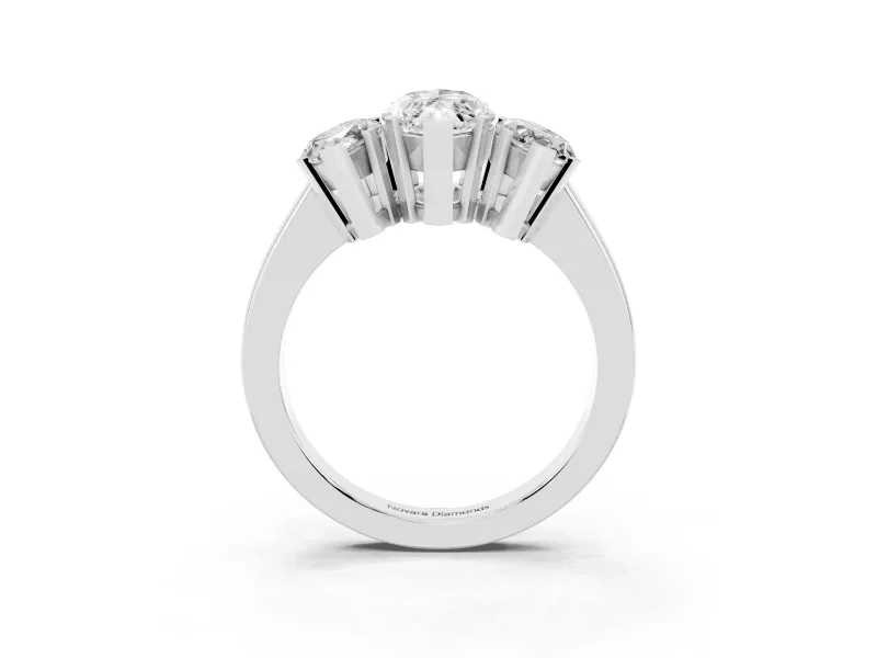 Marquise Three Stone Engagement Ring Setting | Large Side Stones | Platinum