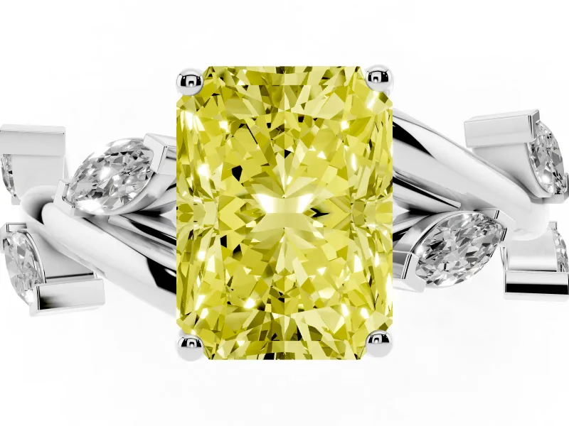 Radiant Cut Twisted Vine Engagement Ring Setting for a Fancy Yellow Lab-Grown Diamond | Platinum