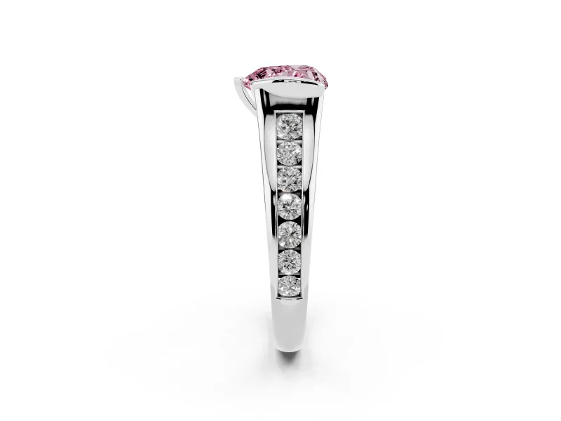 Heart-Shaped Half Bezel Engagement Ring Setting for a Fancy Pink Lab-Grown Diamond | White Gold