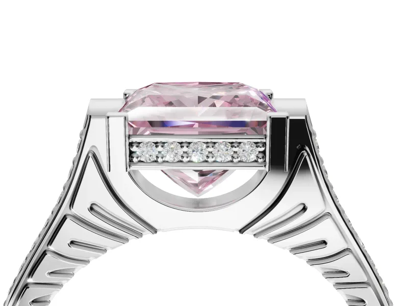 Princess Cut Engagement Ring Setting for a Fancy Pink Lab-Grown Diamond | Sterling Silver - Design NV-24586