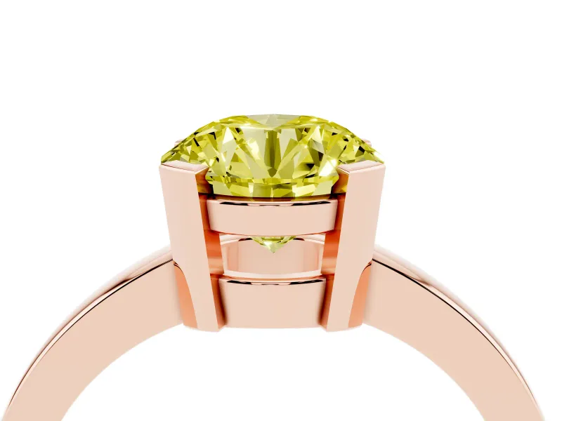 Round Tab Prong Solitaire Engagement Ring Setting for a Fancy Yellow Lab-Grown Diamond | Rose Gold