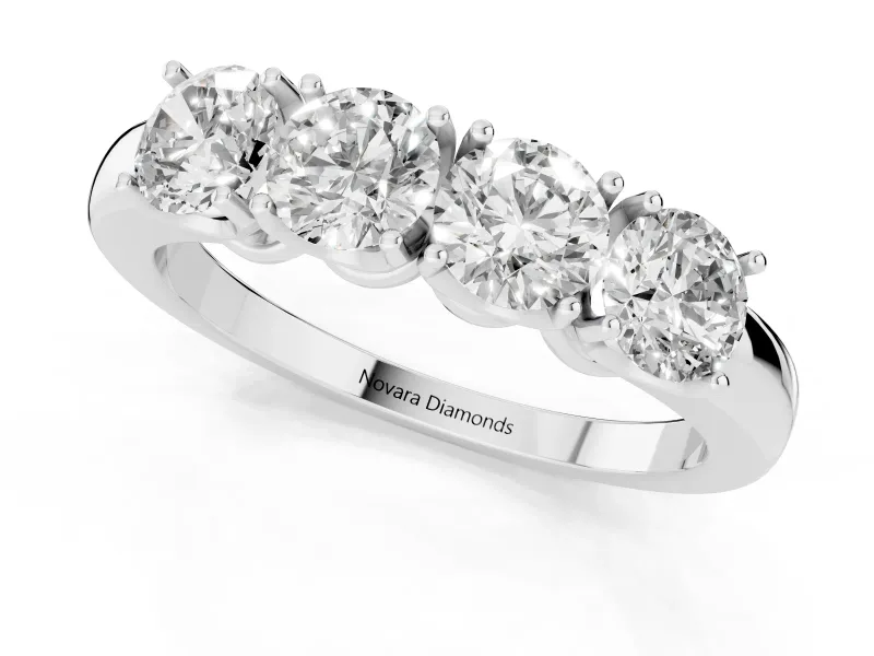 Four-Stone Round Diamond Band Set in Platinum with Prong Setting