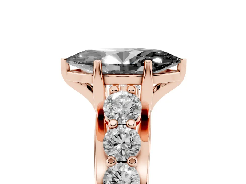Marquise Graduated Engagement Ring Setting for a Black Center | Rose Gold