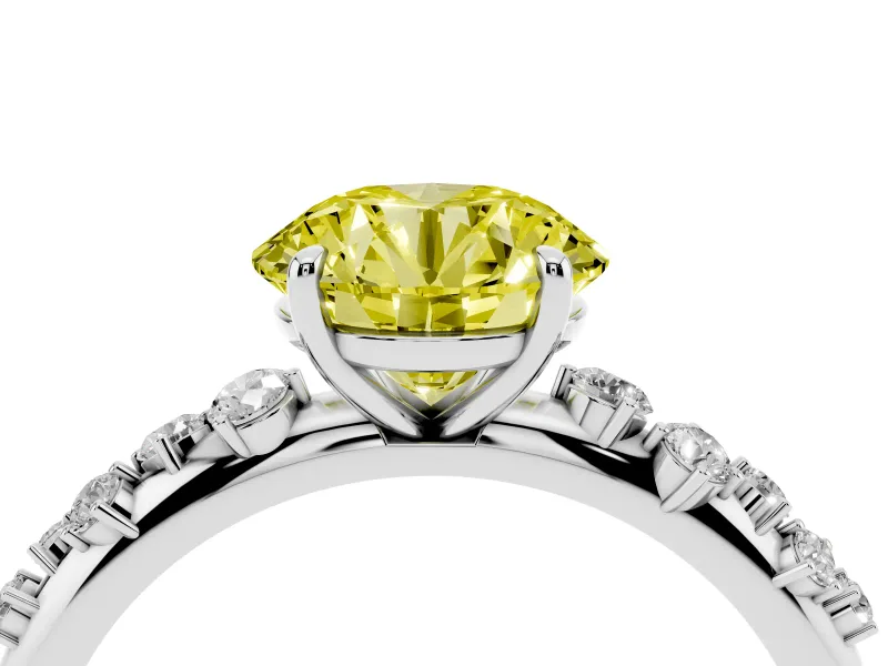 Round Graduated Solitaire Engagement Ring Setting for a Fancy Yellow Lab-Grown Diamond | Sterling Silver
