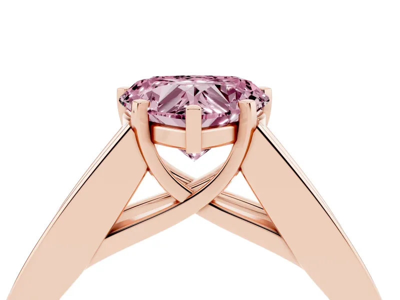 Heart-Shaped Channel-Set Engagement Ring Setting for a Fancy Pink Lab-Grown Diamond | Rose Gold