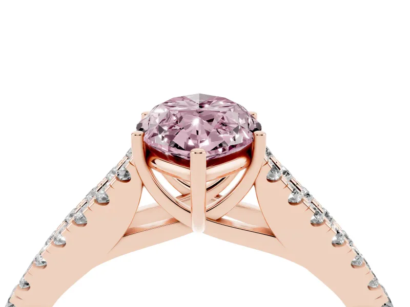 Marquise Graduated Split Shank Engagement Ring Setting for a Fancy Pink Lab-Grown Diamond | Rose Gold