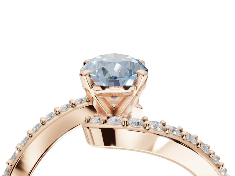 Pear-Shaped Bypass Pavé Engagement Ring Setting for a Fancy Blue Lab-Grown Diamond | Rose Gold