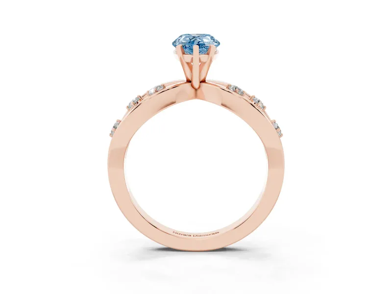Pear-Shaped Loop Engagement Ring Setting for a Fancy Blue Lab-Grown Diamond | Rose Gold