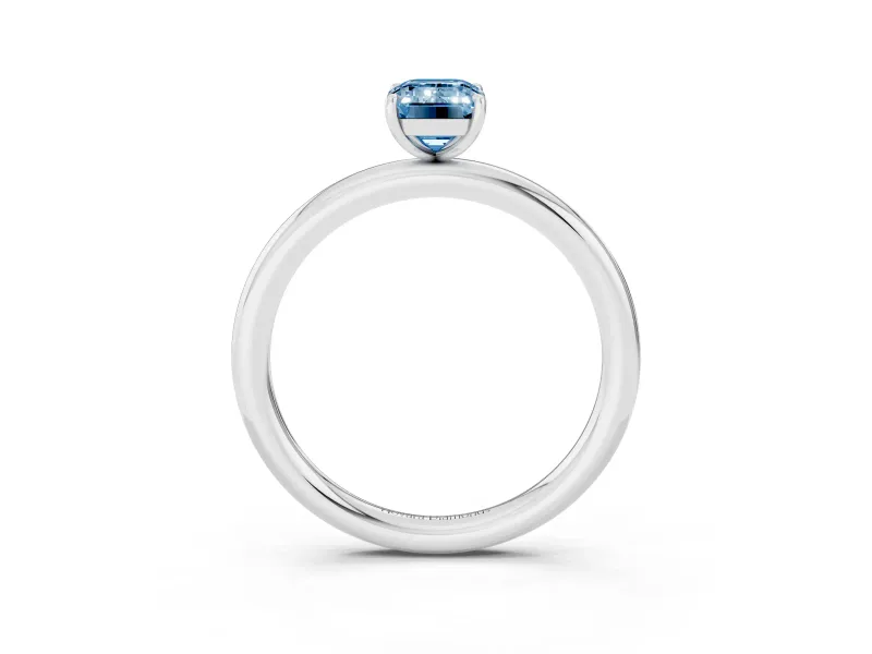 Emerald Cut Low Set Solitaire Engagement Ring Setting for a Fancy Blue Lab-Grown Diamond | Platinum