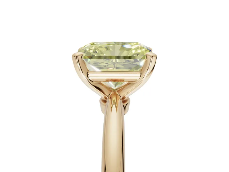 Radiant Cut Solitaire Engagement Ring Setting for a Fancy Yellow Lab-Grown Diamond | Tapered Plain Band | Yellow Gold
