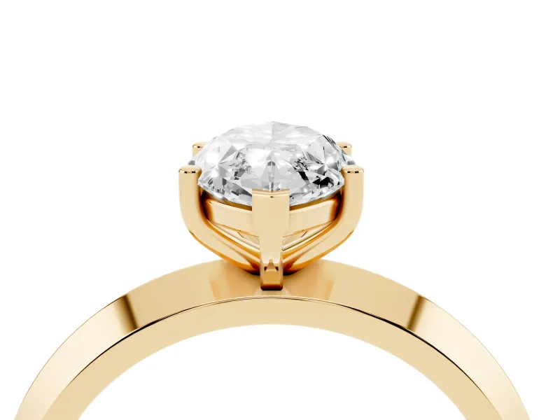 Marquise Knife-Edge Solitaire Engagement Ring Setting | Plain Band | Yellow Gold
