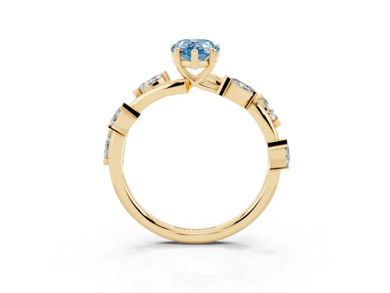 Pear-Shaped Twisted Vine Engagement Ring Setting for a Fancy Blue Lab-Grown Diamond | Yellow Gold
