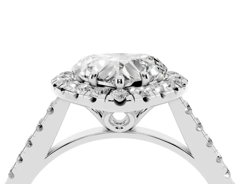 Heart-Shaped Raised Halo Engagement Ring Setting | Pave Band | Platinum