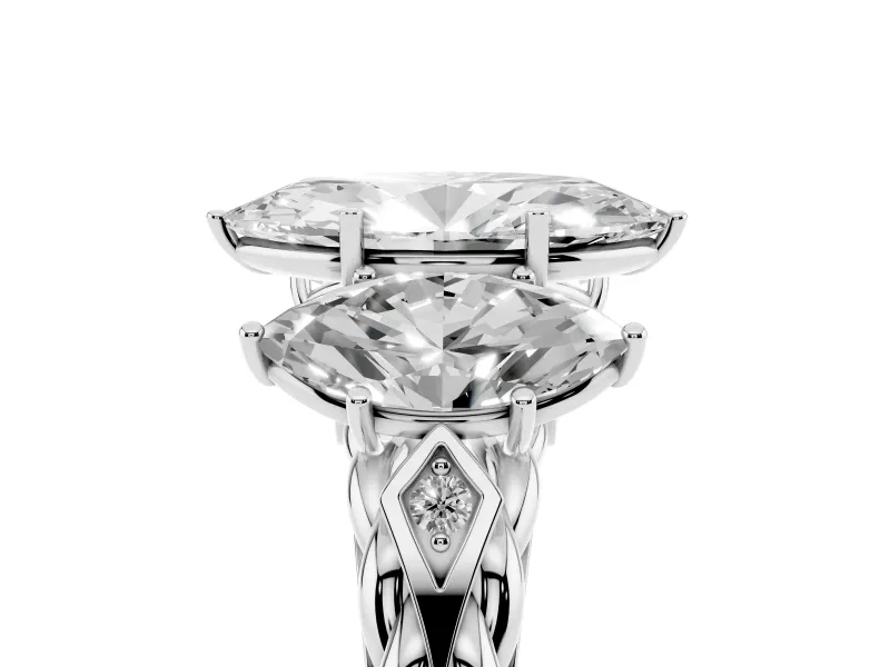 Marquise Three Stone Engagement Ring Setting | Braided Band | Platinum