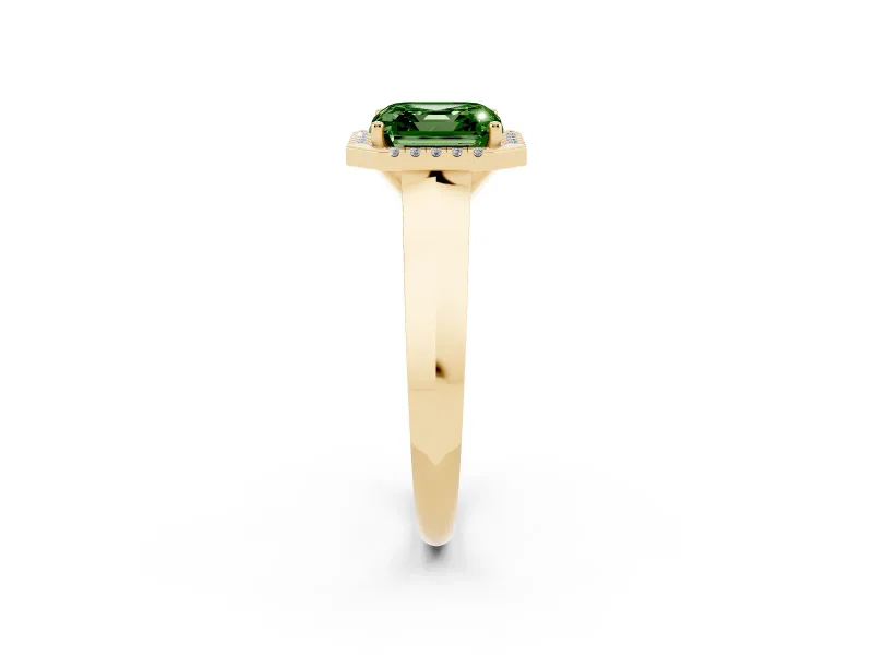 Asscher Cut Halo Engagement Ring Setting for a Fancy Green Lab-Grown Diamond | Yellow Gold