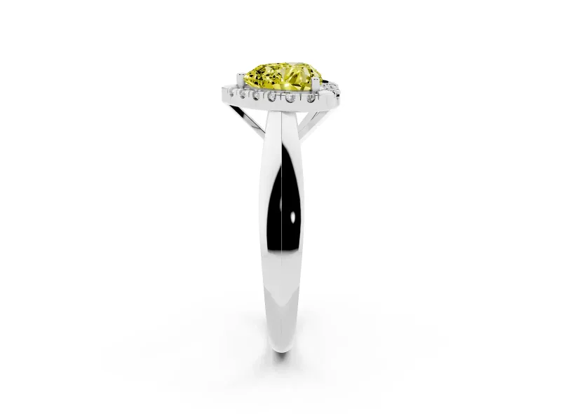 Heart-Shaped Halo Engagement Ring Setting for a Fancy Yellow Lab-Grown Diamond | Square Profile Band | White Gold