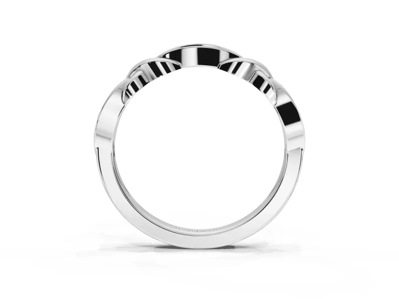 Round Lab-Grown Diamond Graduated Twisted Pavé Wedding Band | Marquise Motifs | Sterling Silver