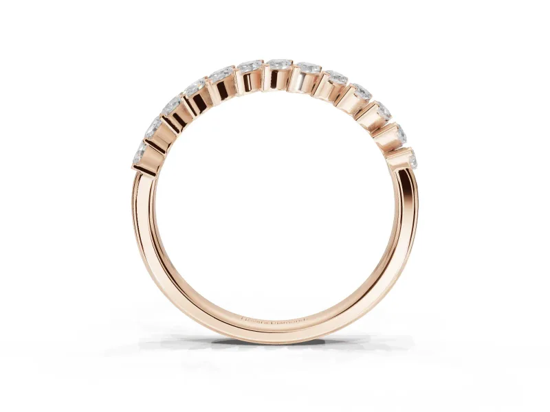 Marquise Lab-Grown Diamond Slanted Half Eternity Wedding Band | Tip Cups | Rose Gold