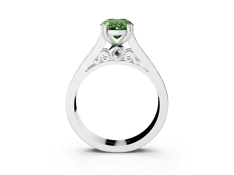 Oval Channel Engagement Ring Setting for a Fancy Green Lab-Grown Diamond | Sterling Silver - Design NV-24671