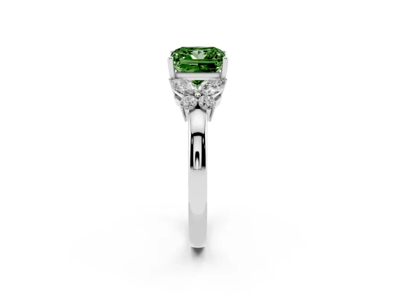 Princess Cut Petal Engagement Ring Setting for a Fancy Green Lab-Grown Diamond | Platinum