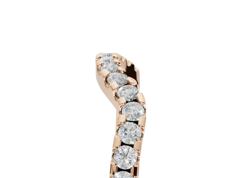 Round Lab-Grown Diamond Pavé Curved Wedding Band | Micro Prong Set | Rose Gold