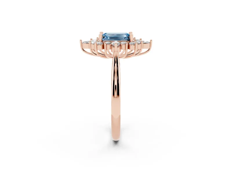 Emerald Cut Engagement Ring Setting for a Fancy Blue Lab-Grown Diamond | Rose Gold - Design NV-24790
