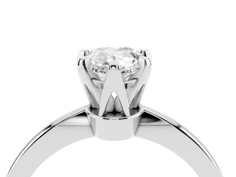 Pear Cut Diamond Solitaire Engagement Ring Set in Platinum with Slim Tapered Solitaire Band