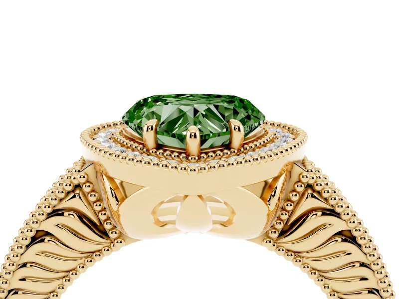 Heart-Shaped Halo Engagement Ring Setting for a Fancy Green Lab-Grown Diamond | Yellow Gold - Design NV-24525