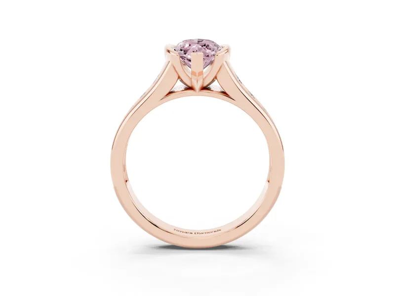 Marquise Half Bezel Engagement Ring Setting for a Fancy Pink Lab-Grown Diamond | Rose Gold