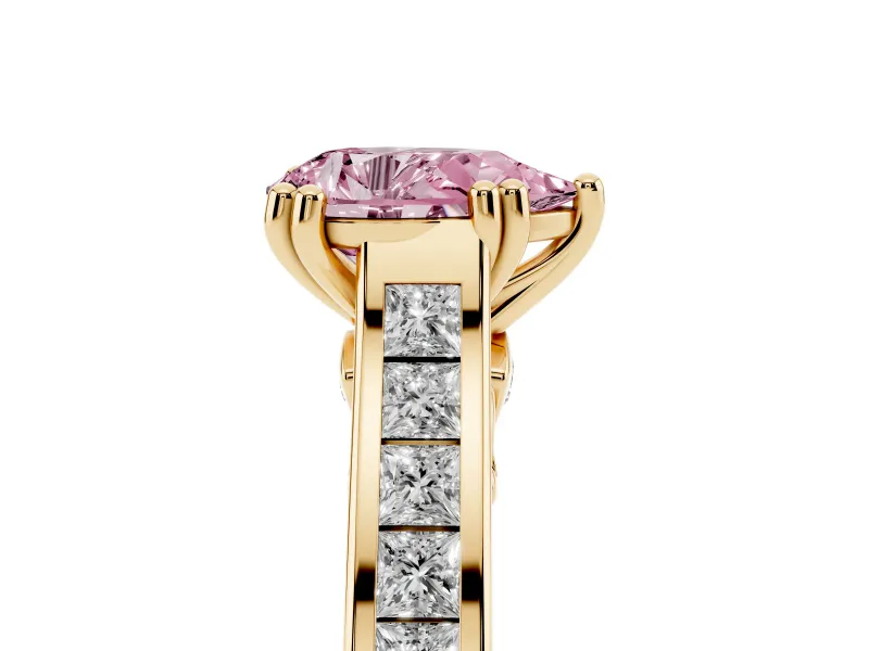 Pear-Shaped Channel Engagement Ring Setting for a Fancy Pink Lab-Grown Diamond | Yellow Gold - Design NV-24671
