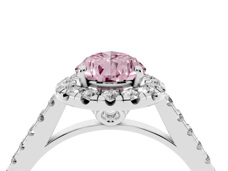 Pear-Shaped Raised Halo Engagement Ring Setting for a Fancy Pink Lab-Grown Diamond | Platinum