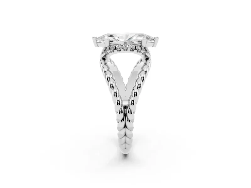Marquise Rope Split Shank Engagement Ring Setting | Accented Head | Platinum