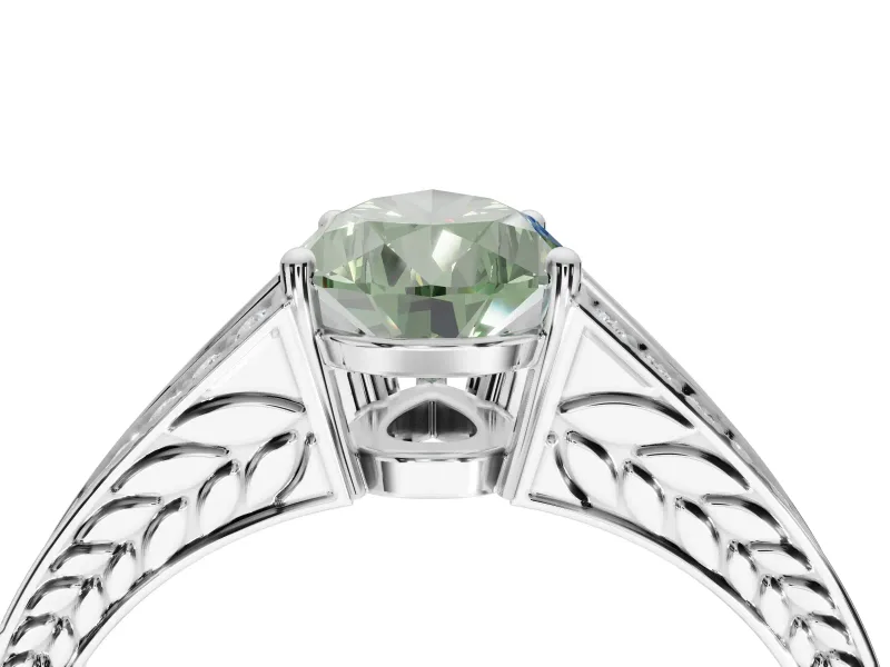 Pear-Shaped Split Shank Pavé Engagement Ring Setting for a Fancy Green Lab-Grown Diamond | Platinum