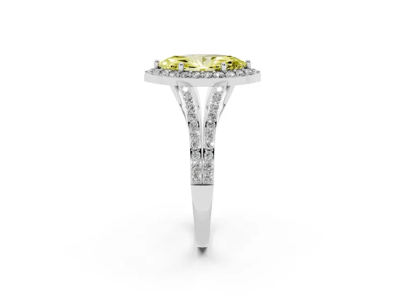 Marquise Split Shank Halo Engagement Ring Setting for a Fancy Yellow Lab-Grown Diamond | Platinum