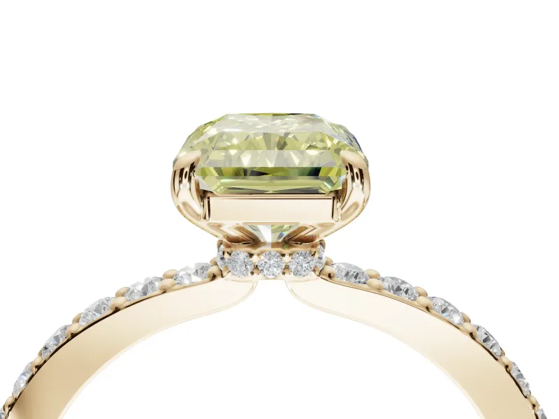 Radiant Cut Pavé Engagement Ring Setting for a Fancy Yellow Lab-Grown Diamond | Yellow Gold - Design NV-24928