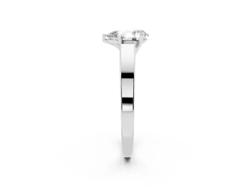 Pear Cut Diamond Solitaire Engagement Ring Set in Platinum with Prong Setting and Tapered Band