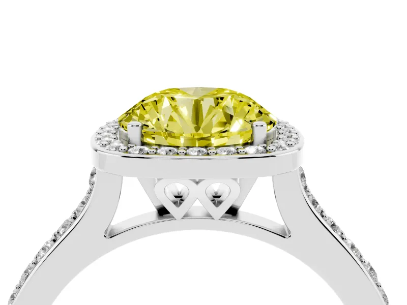 Round Halo Engagement Ring Setting for a Fancy Yellow Lab-Grown Diamond | Platinum - Design NV-24729