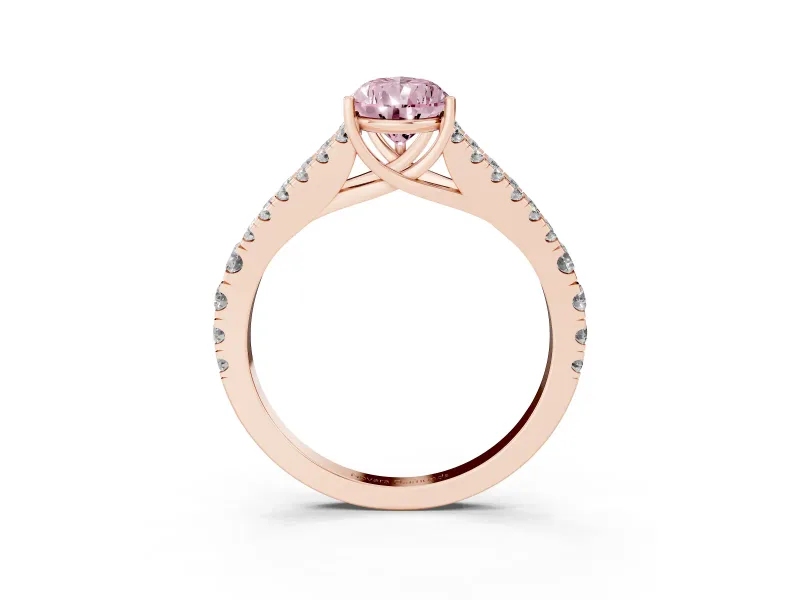Pear-Shaped Graduated Split Shank Engagement Ring Setting for a Fancy Pink Lab-Grown Diamond | Rose Gold