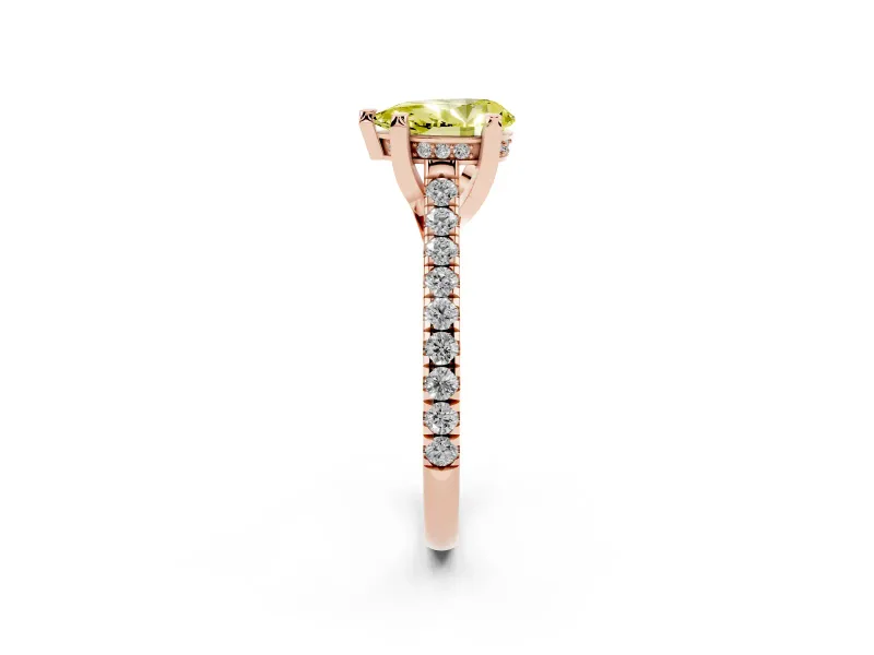 Pear-Shaped Hidden Halo Pave Engagement Ring Setting for a Fancy Yellow Lab-Grown Diamond | Claw Prongs | Rose Gold