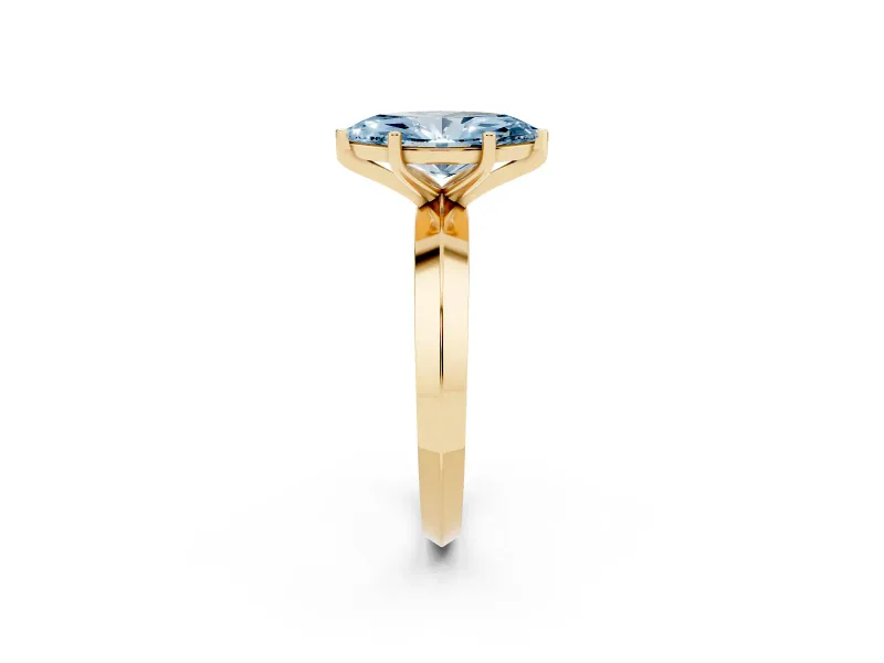 Marquise Knife-Edge Engagement Ring Setting for a Fancy Blue Lab-Grown Diamond | Yellow Gold