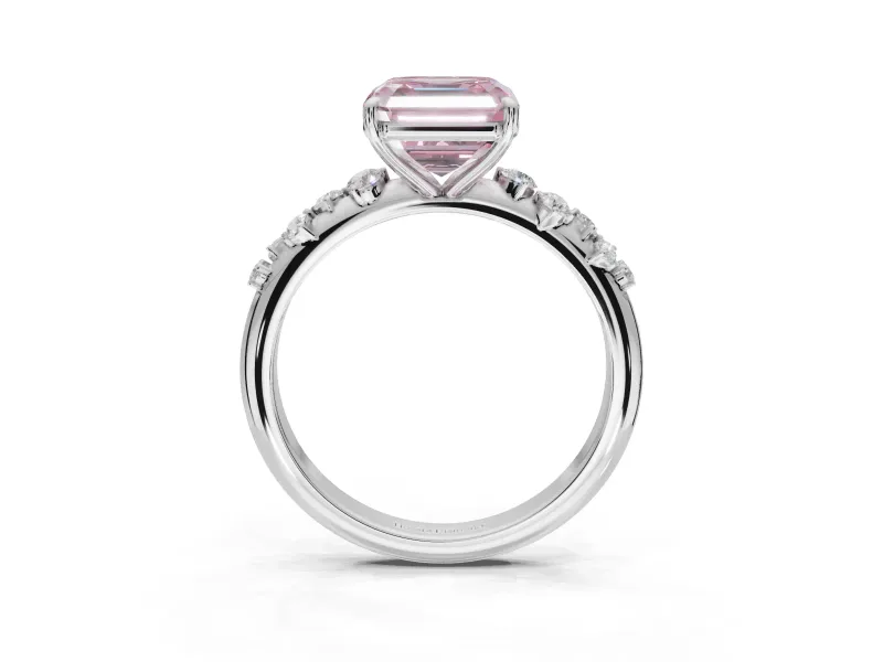 Asscher Cut Graduated Solitaire Engagement Ring Setting for a Fancy Pink Lab-Grown Diamond | Platinum
