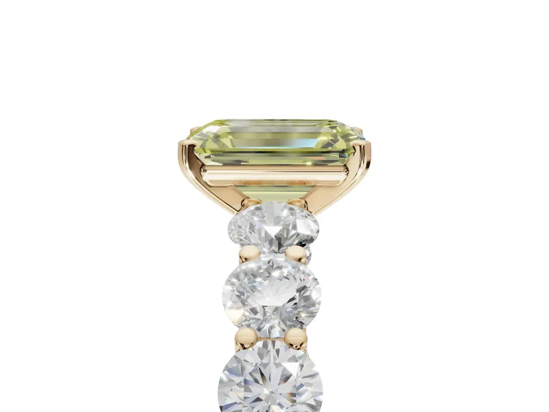Emerald Cut Engagement Ring Setting for a Fancy Yellow Lab-Grown Diamond | Yellow Gold - Design NV-24455
