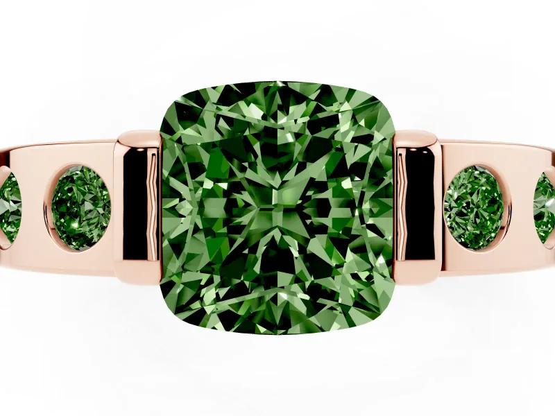 Cushion Cut Tension Style Engagement Ring Setting for a Fancy Green Lab-Grown Diamond | Rose Gold