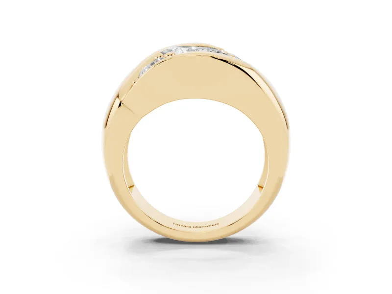 Princess Cut Diamond Channel-Set Crossover Ring Set in Yellow gold