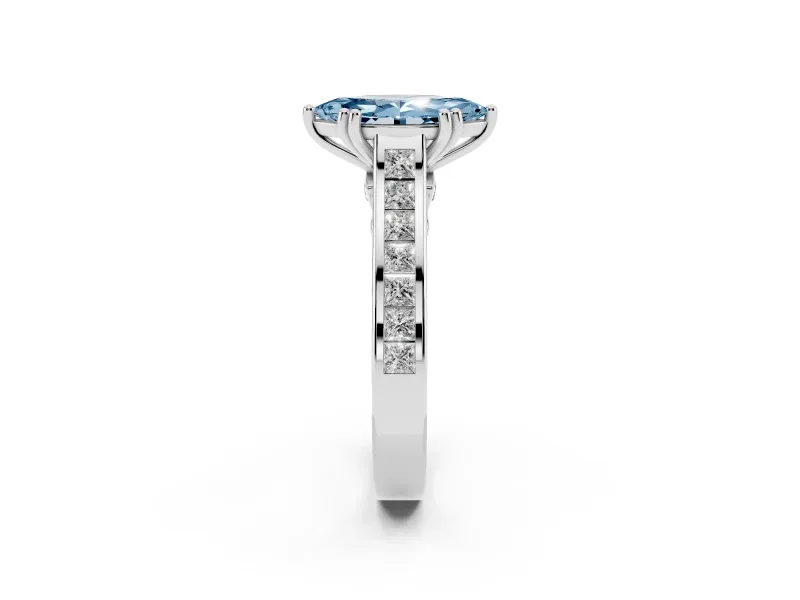 Marquise Channel Engagement Ring Setting for a Fancy Blue Lab-Grown Diamond | White Gold - Design NV-24671