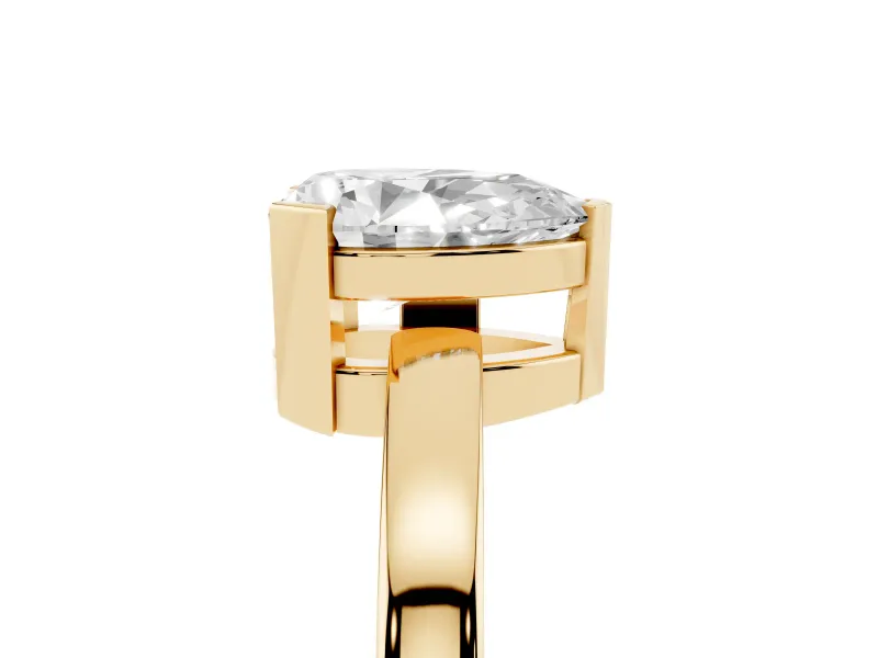 Pear-Shaped Solitaire Engagement Ring Setting | Flat Tab Prongs | Yellow Gold