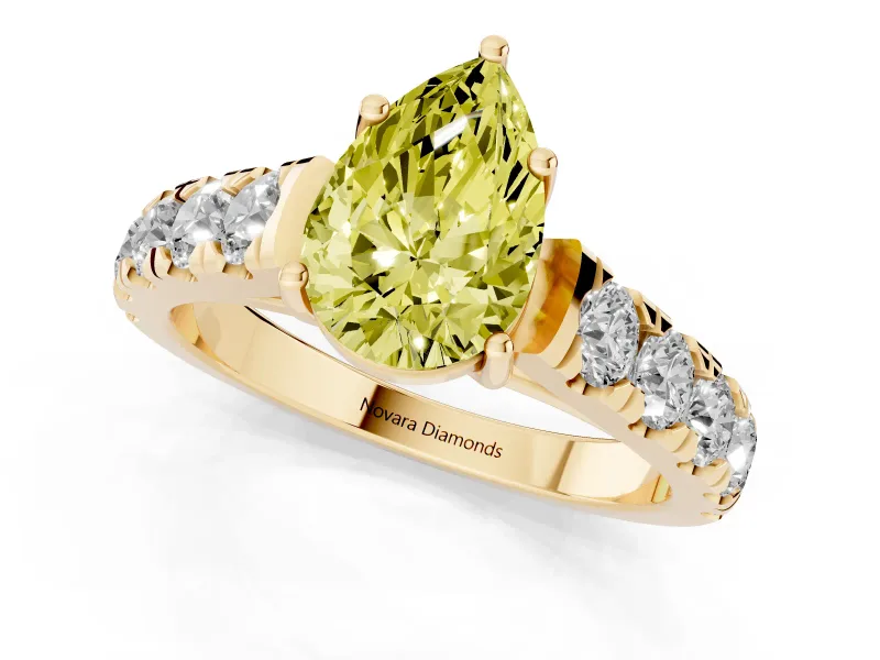 Pear-Shaped Engagement Ring Setting for a Fancy Yellow Lab-Grown Diamond | Yellow Gold - Design NV-24643